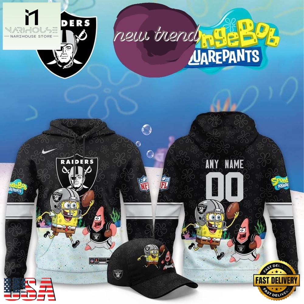 Las Vegas Raiders x SpongeBob Limited Edition Personalized Hoodie, Hot 3D Shirt Trend Las Vegas Raiders x SpongeBob Limited Edition Personalized Hoodie, Hot 3D Shirt Trend