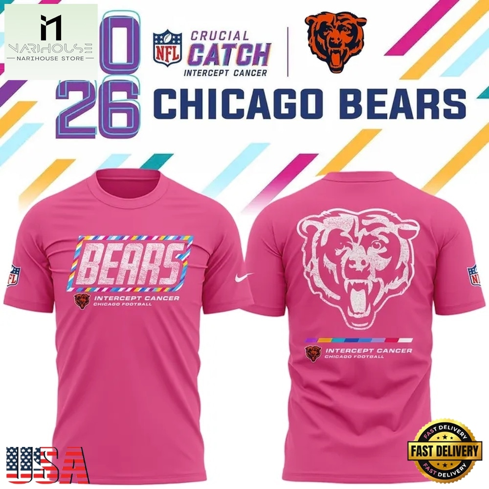 Limited Edition Chicago Bears Crucial Catch 2026 Pink T Shirt, Hot 3D Shirt Trend Limited Edition Chicago Bears Crucial Catch 2026 Pink T Shirt, Hot 3D Shirt Trend