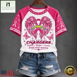 Los Angeles Chargers NFL Breast Cancer Awareness Faith Hope Love 2026 Unisex T Shirt, NFL Sporty Shirt Los Angeles Chargers Nfl Breast Cancer Awareness Faith Hope Love 2026 Unisex T Shirt