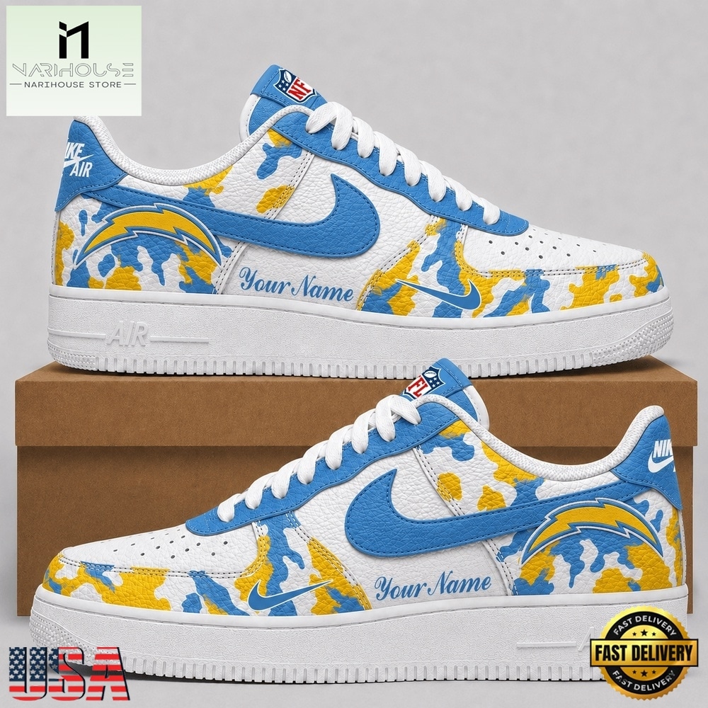Los Angeles Chargers NFL Team Camo Air Force 1 Shoes Sneakers, NFL Team AF1 Shoes Los Angeles Chargers NFL Team Camo Air Force 1 Shoes Sneakers, NFL Team AF1 Shoes