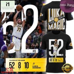 Los Angeles Lakers Luka DonCic 52 PTS Player of the Game 2026 T Shirt, Hot 3D Shirt Trend Los Angeles Lakers Luka Doncic 52 Pts Player OF The Game 2026 T Shirt