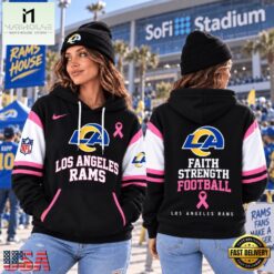 Los Angeles Rams NFL Breast Cancer Awareness Hoodie, Faith Strength Football 3D Shirt, NFL Sporty Shirt Los Angeles Rams Nfl Breast Cancer Awareness Hoodie Faith Strength Football 3D Shirt