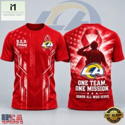 Los Angeles Rams NFL RED Friday One Team One Mission Patriotic Soldier Tribute T Shirt, NFL Sporty Shirt Los Angeles Rams Nfl Red Friday One Team One Mission Patriotic Soldier Tribute T Shirt