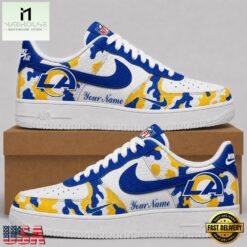 Los Angeles Rams NFL Team Camo Air Force 1 Shoes Sneakers, NFL Team AF1 Shoes Los Angeles Rams Nfl Team Camo Air Force 1 Shoes Sneakers
