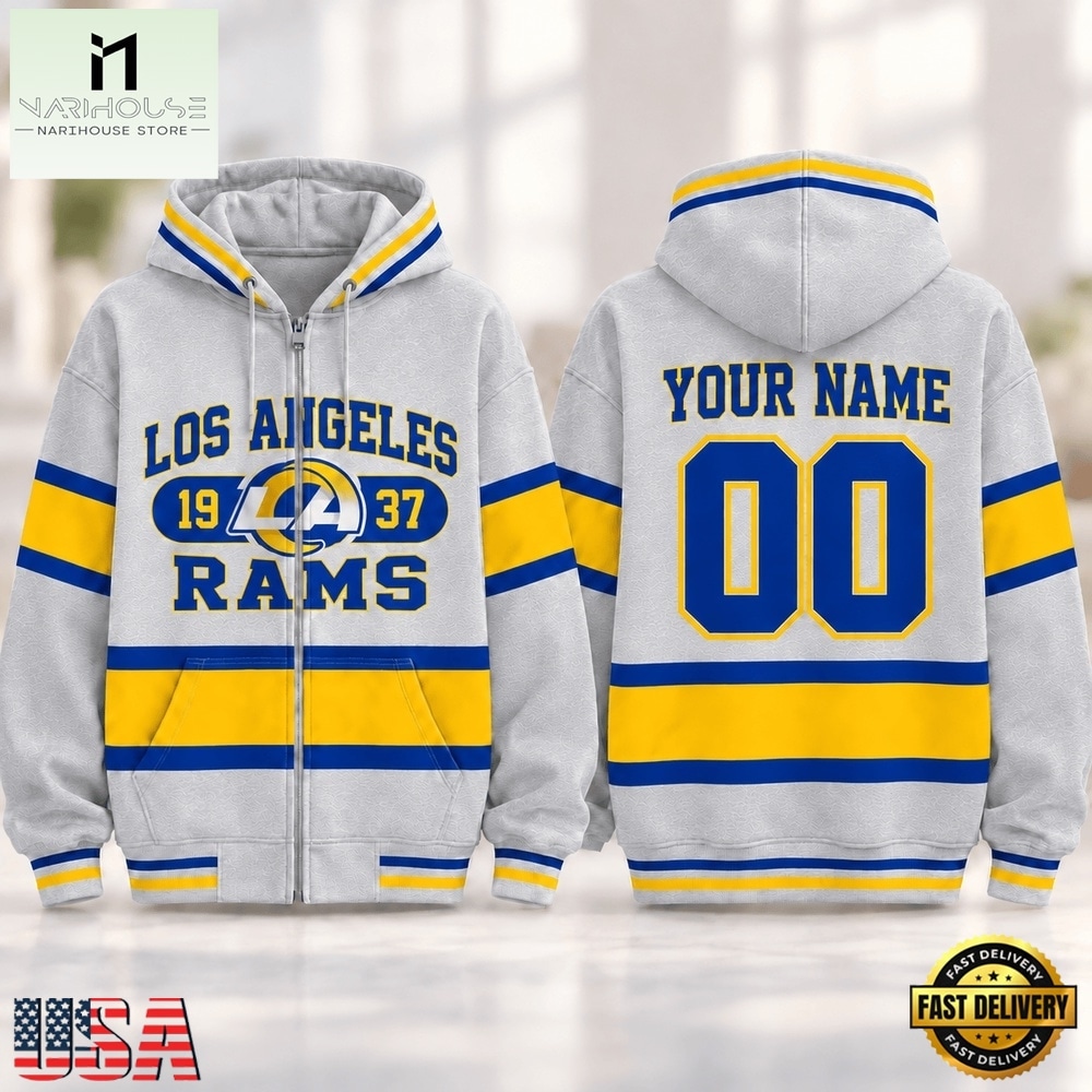 Los Angeles Rams NFL Varsity Stripe Zip Hoodie, NFL Sporty Shirt Los Angeles Rams NFL Varsity Stripe Zip Hoodie, NFL Sporty Shirt