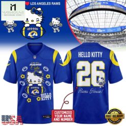 Los Angeles Rams NFL x Hello Kitty 2026 Football Jersey Shirt, Trending Football Shirt Los Angeles Rams Nfl X Hello Kitty 2026 Football Jersey Shirt