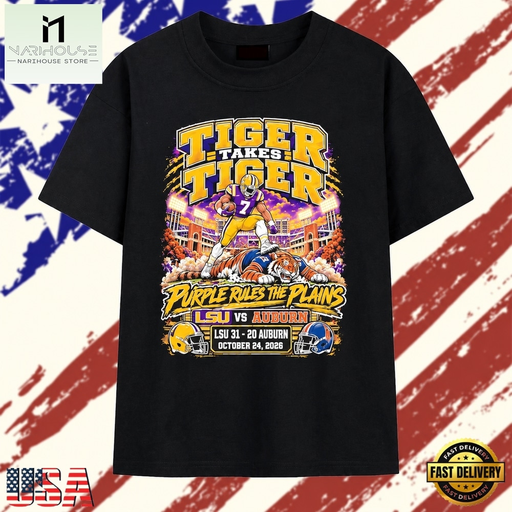LSU Tigers vs Auburn Tigers Purple Rules the Plains October 24 2026 T Shirt, Stylish 2D Graphic Shirt LSU Tigers vs Auburn Tigers Purple Rules the Plains October 24 2026 T Shirt, Stylish 2D Graphic Shirt