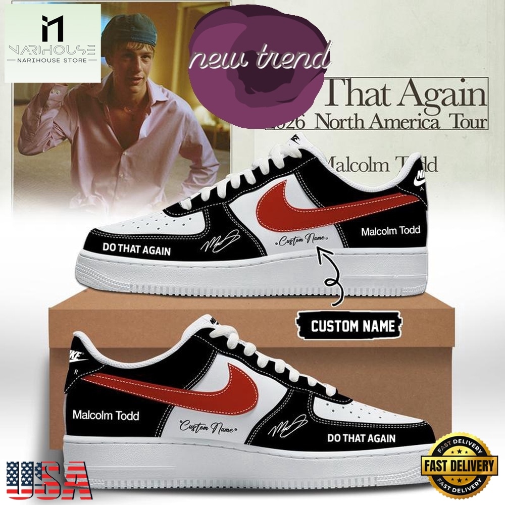 Malcolm Todd Do That Again Tour 2026 Black Air Force 1 Shoes Sneakers, Music Artist AF1 Shoes Malcolm Todd Do That Again Tour 2026 Black Air Force 1 Shoes Sneakers, Music Artist AF1 Shoes