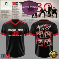 Matchbox Twenty 30 North American Tour 2027 Black Football Jersey, Trending Football Shirt Matchbox Twenty 30 North American Tour 2027 Black Football Jersey
