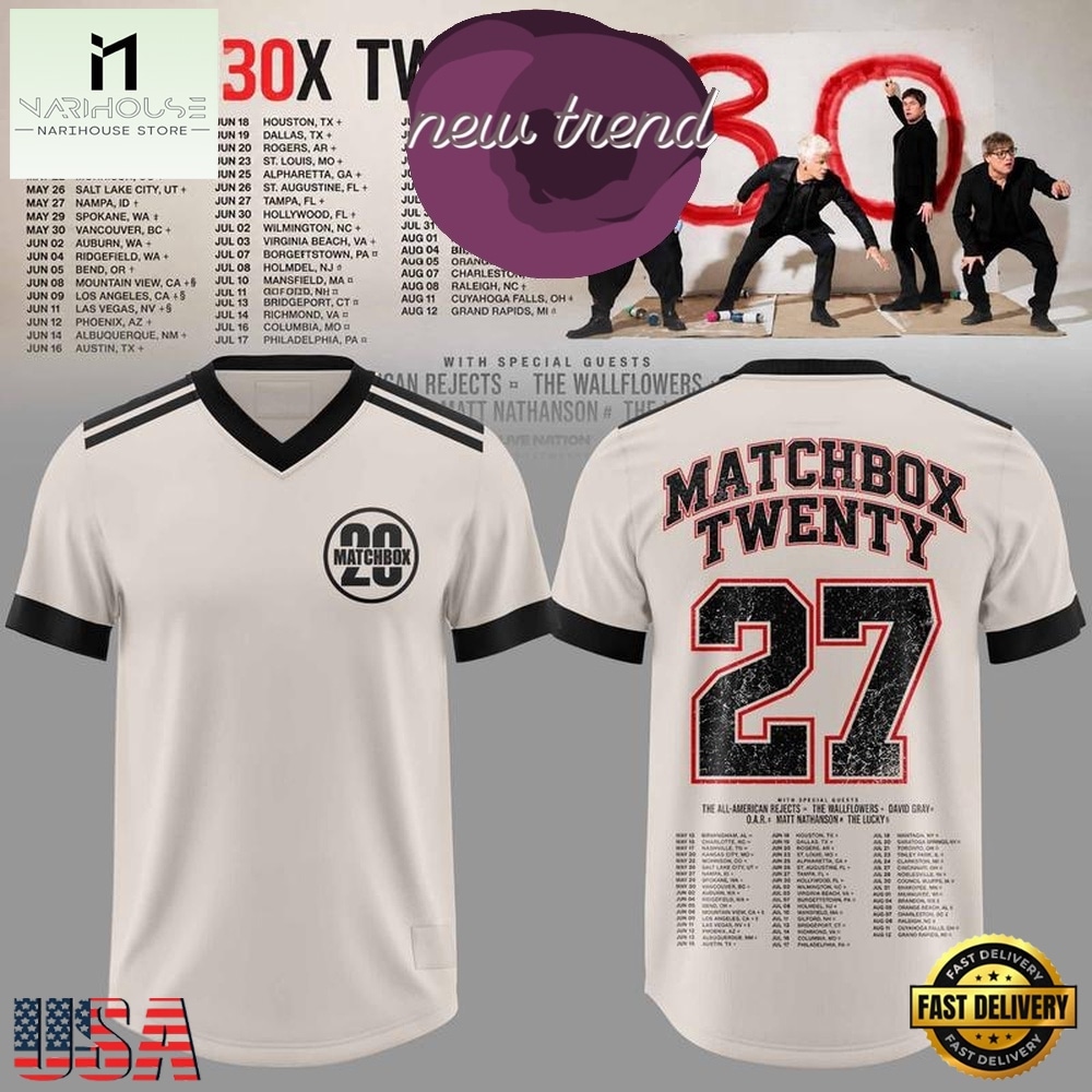 Matchbox Twenty 30 North American Tour 2027 Football Jersey, Trending Football Shirt Matchbox Twenty 30 North American Tour 2027 Football Jersey, Trending Football Shirt