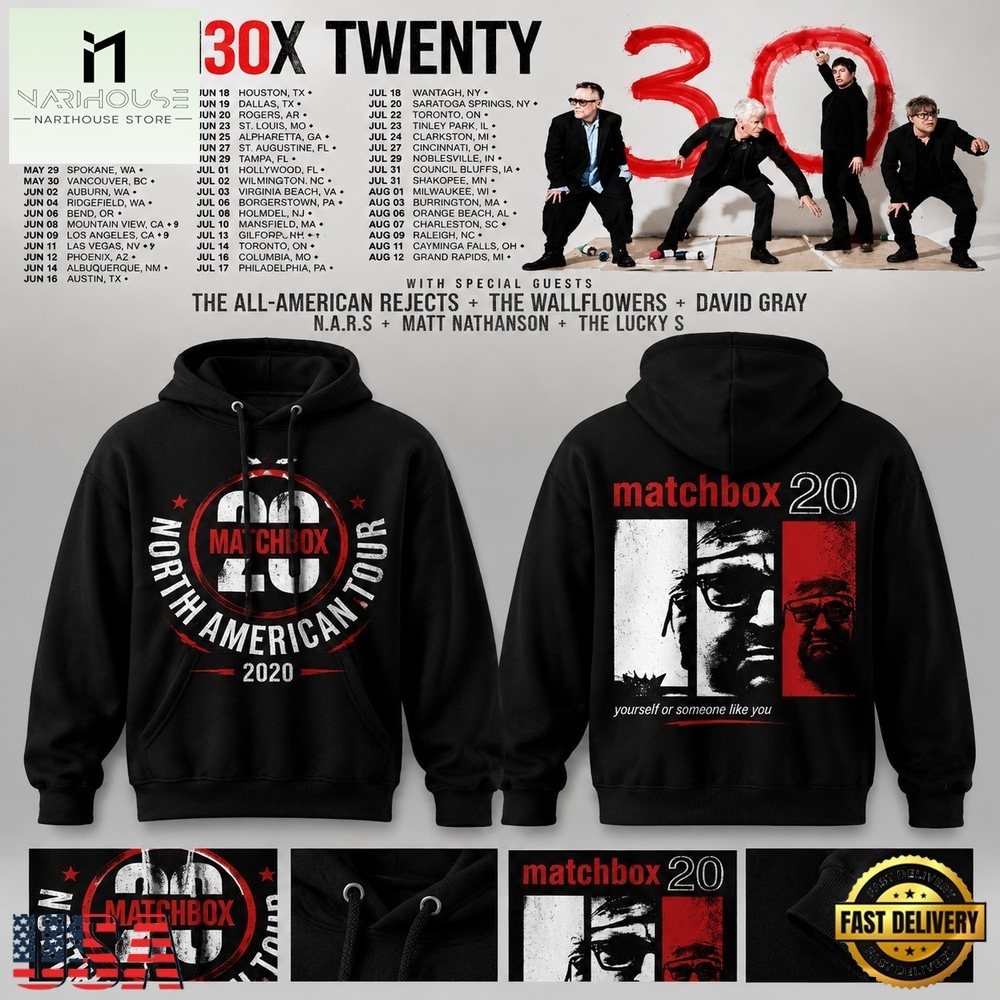 Matchbox Twenty 30 North American Tour 2027 Hoodie, Popular 3D Music Tee Matchbox Twenty 30 North American Tour 2027 Hoodie, Popular 3D Music Tee