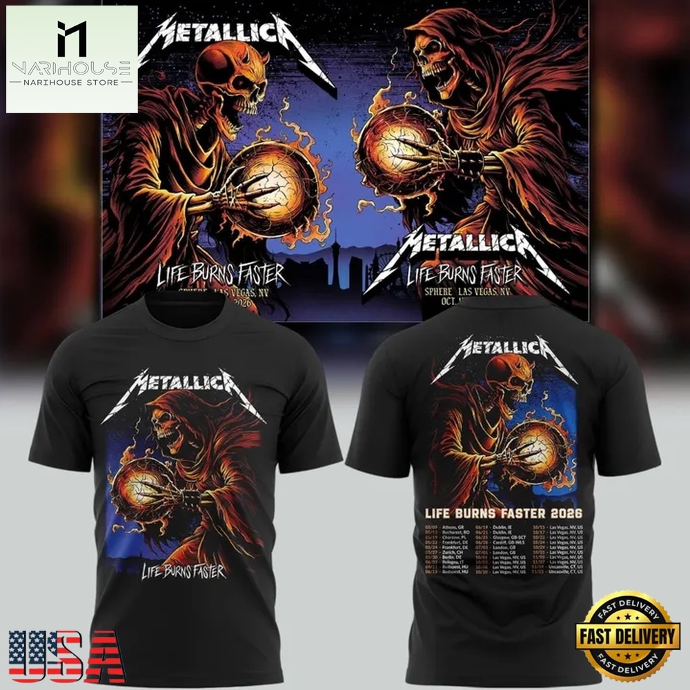 Metallica In Sphere Las Vegas 2026 T Shirt, Popular 3D Music Tee Metallica In Sphere Las Vegas 2026 T Shirt, Popular 3D Music Tee