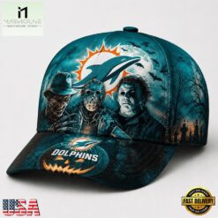 Miami Dolphins NFL Horror Night Halloween 2026 Design Classic Cap, NFL Trendy Cap Miami Dolphins Nfl Horror Night Halloween 2026 Design Classic Cap