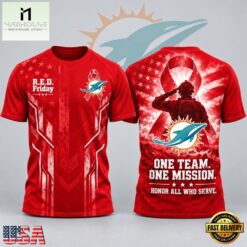 Miami Dolphins NFL RED Friday One Team One Mission Patriotic Soldier Tribute T Shirt, NFL Sporty Shirt Miami Dolphins Nfl Red Friday One Team One Mission Patriotic Soldier Tribute T Shirt