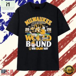 Milwaukee Brewers 2026 World Series bound win our way mascots T Shirt, Stylish 2D Graphic Shirt Milwaukee Brewers 2026 World Series Bound Win Our Way Mascots T Shirt