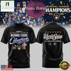 Milwaukee Brewers NLCS Champions 2026 World Series No Time Like October Black T Shirt, Hot 3D Shirt Trend Milwaukee Brewers Nlcs Champions 2026 World Series NO Time Like October Black T Shirt