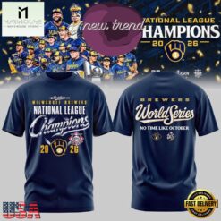 Milwaukee Brewers NLCS Champions 2026 World Series No Time Like October T Shirt, Hot 3D Shirt Trend Milwaukee Brewers Nlcs Champions 2026 World Series NO Time Like October T Shirt