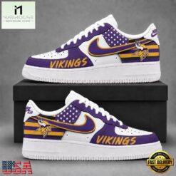Minnesota Vikings NFL American Flag Football Team Limited Air Force 1 Shoes Sneakers, NFL Team AF1 Shoes Minnesota Vikings Nfl American Flag Football Team Limited Air Force 1 Shoes Sneakers