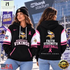 Minnesota Vikings NFL Breast Cancer Awareness Hoodie, Faith Strength Football 3D Shirt, NFL Sporty Shirt Minnesota Vikings Nfl Breast Cancer Awareness Hoodie Faith Strength Football 3D Shirt