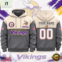 Minnesota Vikings NFL Custom Varsity Colorblock Pullover Hoodie, NFL Sporty Shirt Minnesota Vikings Nfl Custom Varsity Colorblock Pullover Hoodie