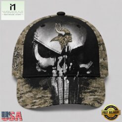 Minnesota Vikings NFL Halloween Military Skull Camo Classic Cap, NFL Trendy Cap Minnesota Vikings Nfl Halloween Military Skull Camo Classic Cap