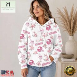 Minnesota Vikings NFL Pink Floral Team Pride Hoodie Shirt, NFL Sporty Shirt Minnesota Vikings Nfl Pink Floral Team Pride Hoodie Shirt