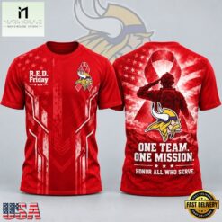 Minnesota Vikings NFL RED Friday One Team One Mission Patriotic Soldier Tribute T Shirt, NFL Sporty Shirt Minnesota Vikings Nfl Red Friday One Team One Mission Patriotic Soldier Tribute T Shirt