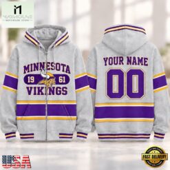 Minnesota Vikings NFL Varsity Stripe Zip Hoodie, NFL Sporty Shirt Minnesota Vikings Nfl Varsity Stripe Zip Hoodie