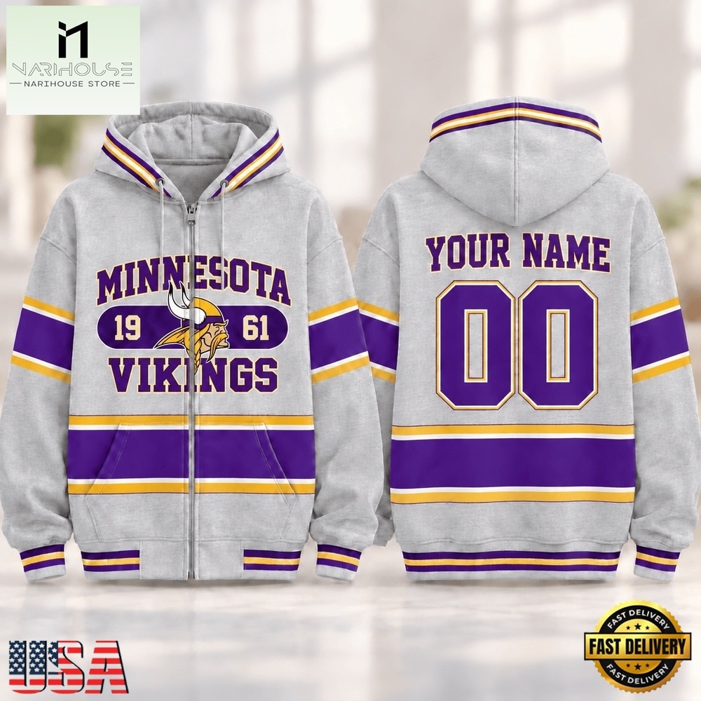 Minnesota Vikings NFL Varsity Stripe Zip Hoodie, NFL Sporty Shirt Minnesota Vikings NFL Varsity Stripe Zip Hoodie, NFL Sporty Shirt