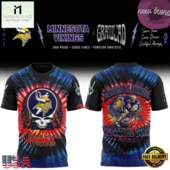 Minnesota Vikings x Grateful Dead Skeletons 2026 T Shirt, Hot 3D Shirt Trend Minnesota Vikings X Grateful Dead Skeletons 2026 T Shirt