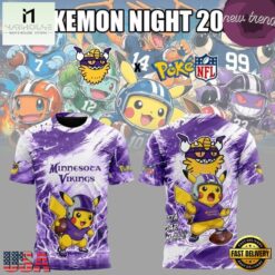 Minnesota Vikings x Pokemon Night 2026 T Shirt, Hot 3D Shirt Trend Minnesota Vikings X Pokemon Night 2026 T Shirt