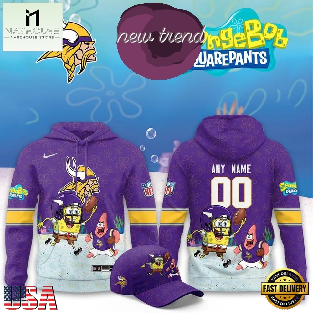Minnesota Vikings x SpongeBob Limited Edition Personalized Hoodie, Hot 3D Shirt Trend Minnesota Vikings x SpongeBob Limited Edition Personalized Hoodie, Hot 3D Shirt Trend