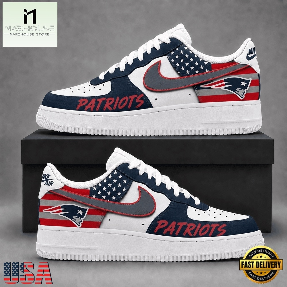 New England Patriots NFL American Flag Football Team Limited Air Force 1 Shoes Sneakers, NFL Team AF1 Shoes New England Patriots NFL American Flag Football Team Limited Air Force 1 Shoes Sneakers, NFL Team AF1 Shoes