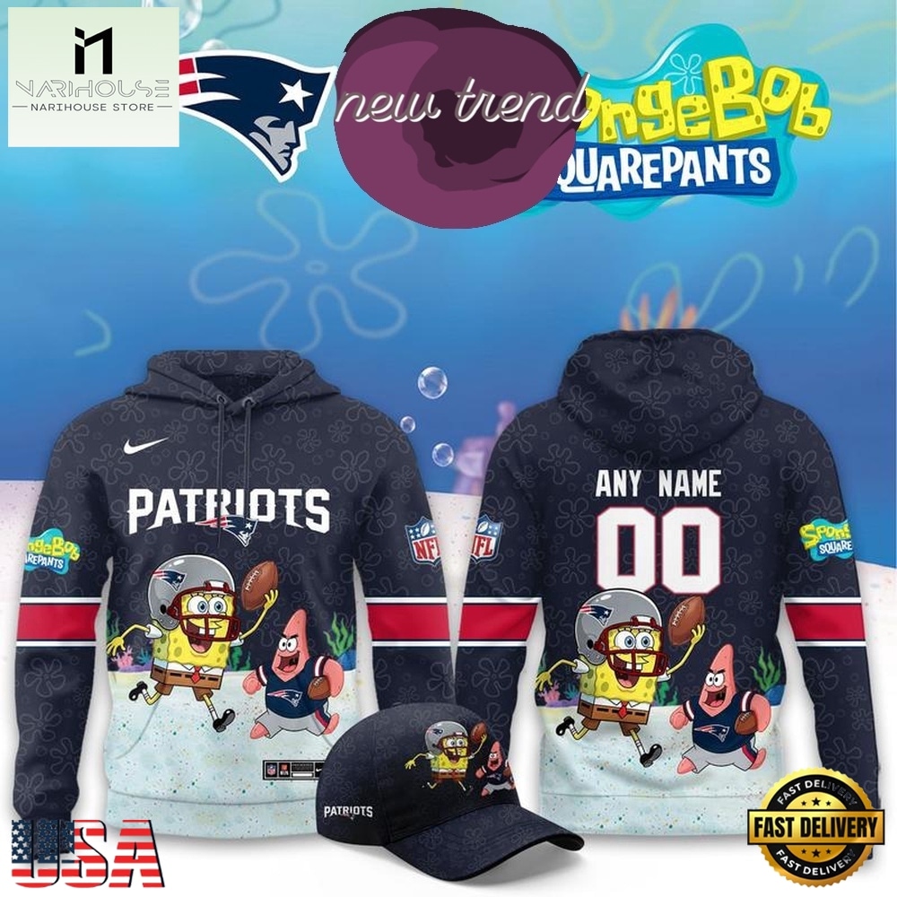 New England Patriots x SpongeBob Limited Edition Personalized Hoodie, Hot 3D Shirt Trend New England Patriots x SpongeBob Limited Edition Personalized Hoodie, Hot 3D Shirt Trend