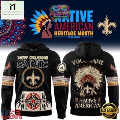 New Orleans Saints Native American Heritage Month Custom Name Hoodie, Hot 3D Shirt Trend New Orleans Saints Native American Heritage Month Custom Name Hoodie