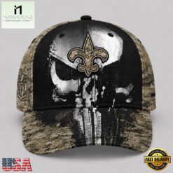 New Orleans Saints NFL Halloween Military Skull Camo Classic Cap, NFL Trendy Cap New Orleans Saints Nfl Halloween Military Skull Camo Classic Cap