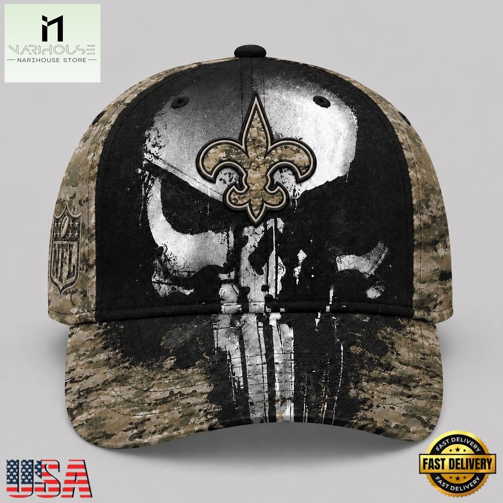 New Orleans Saints NFL Halloween Military Skull Camo Classic Cap, NFL Trendy Cap New Orleans Saints NFL Halloween Military Skull Camo Classic Cap, NFL Trendy Cap