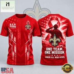 New Orleans Saints NFL RED Friday One Team One Mission Patriotic Soldier Tribute T Shirt, NFL Sporty Shirt New Orleans Saints Nfl Red Friday One Team One Mission Patriotic Soldier Tribute T Shirt