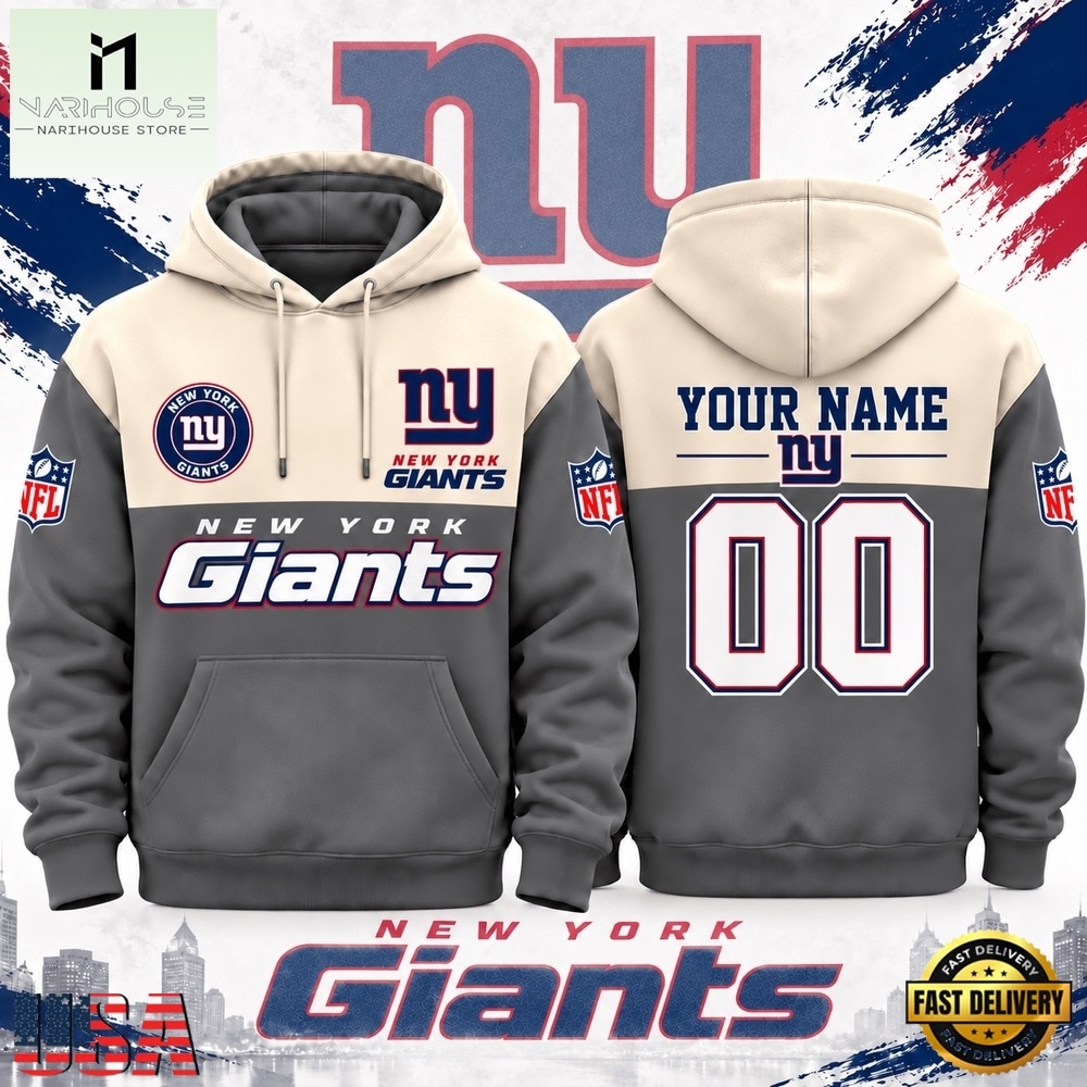 New York Giants NFL Custom Varsity Colorblock Pullover Hoodie, NFL Sporty Shirt New York Giants Nfl Custom Varsity Colorblock Pullover Hoodie