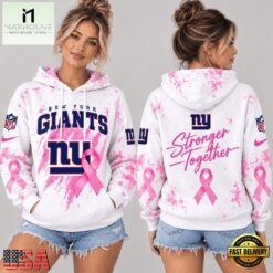 New York Giants NFL Pink Ribbon Stronger Together Breast Cancer Awareness Hoodie, NFL Sporty Shirt New York Giants Nfl Pink Ribbon Stronger Together Breast Cancer Awareness Hoodie