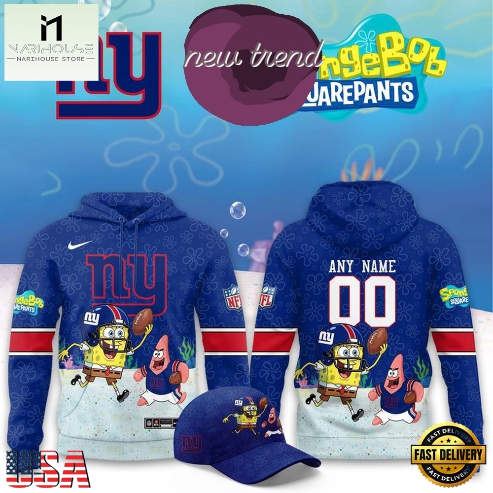 New York Giants x SpongeBob Limited Edition Personalized Hoodie, Hot 3D Shirt Trend New York Giants x SpongeBob Limited Edition Personalized Hoodie, Hot 3D Shirt Trend