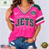 New York Jets 2026 NFL Pink Breast Cancer Awareness V neck T Shirt, Trendy NFL V Neck Tee New York Jets 2026 Nfl Pink Breast Cancer Awareness V Neck T Shirt