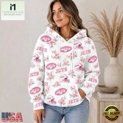 New York Jets NFL Pink Floral Team Pride Hoodie Shirt, NFL Sporty Shirt New York Jets Nfl Pink Floral Team Pride Hoodie Shirt