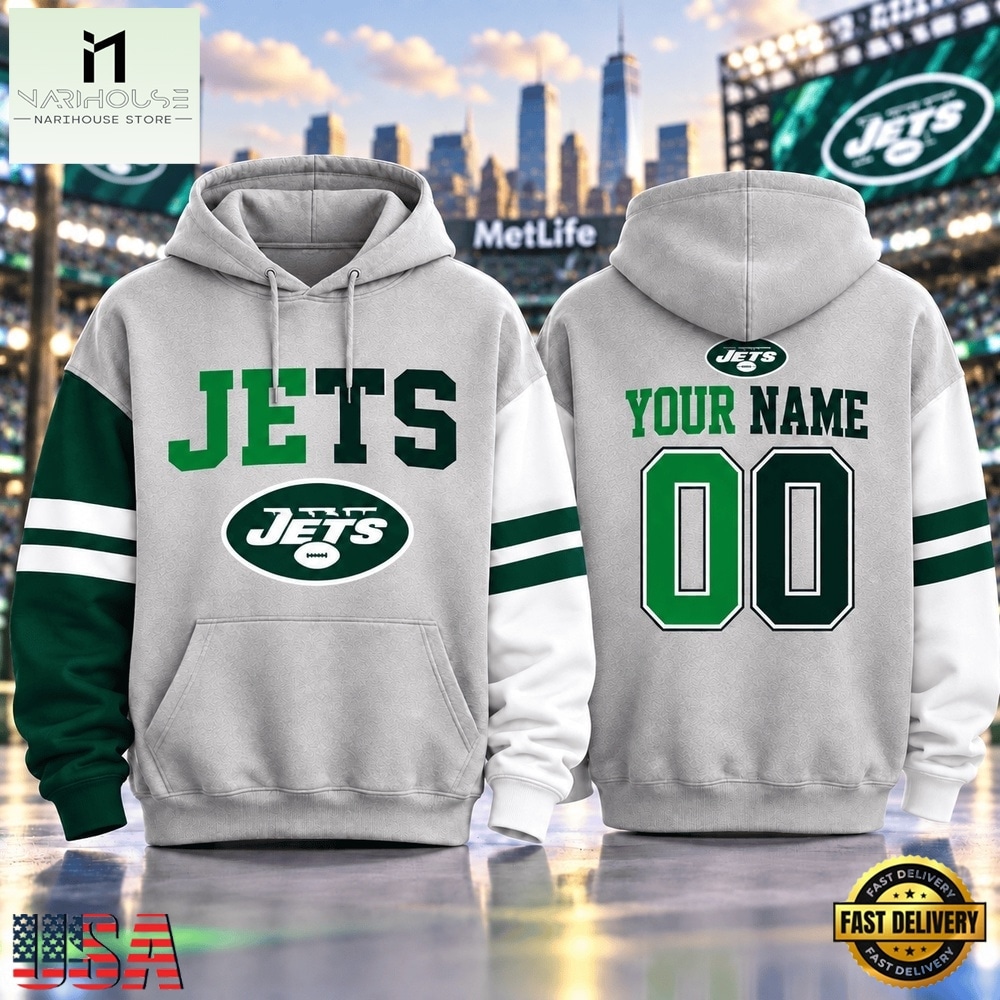 New York Jets NFL Two Tone Colorblock Varsity Hoodie, NFL Sporty Shirt New York Jets NFL Two Tone Colorblock Varsity Hoodie, NFL Sporty Shirt