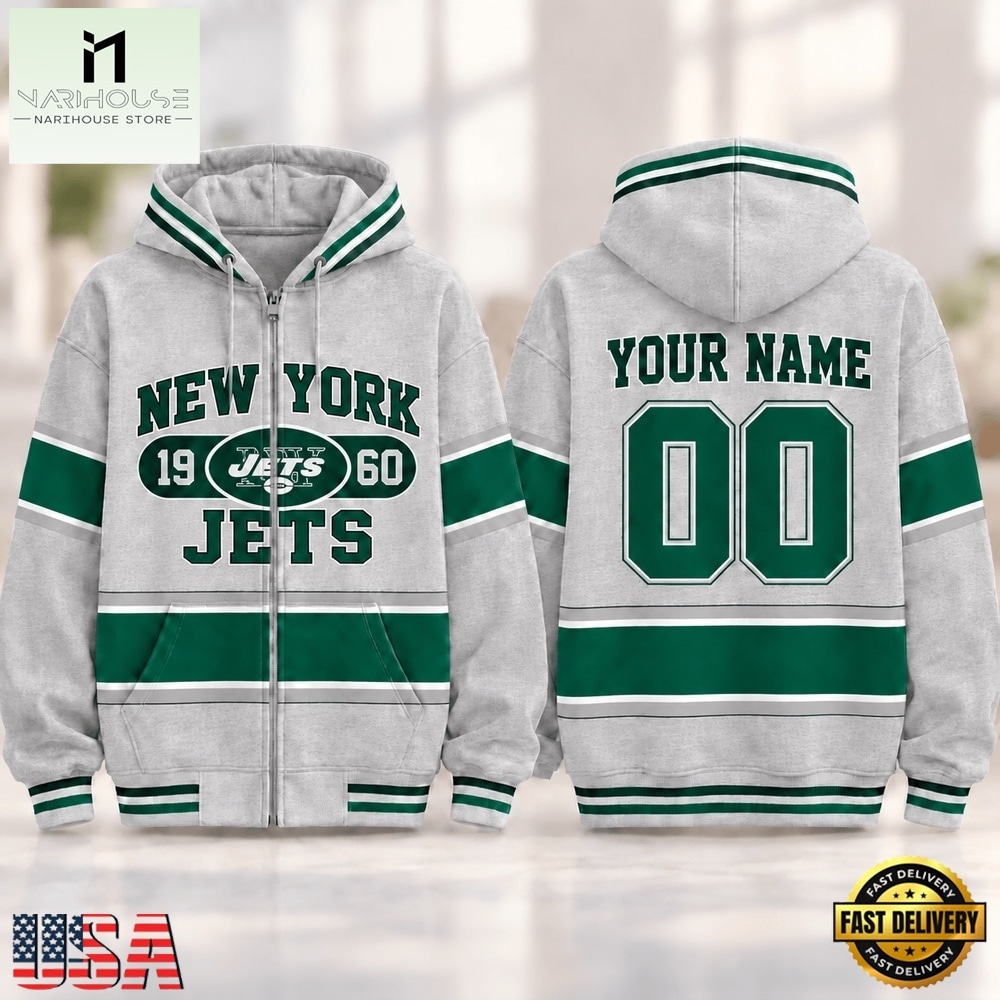 New York Jets NFL Varsity Stripe Zip Hoodie, NFL Sporty Shirt New York Jets NFL Varsity Stripe Zip Hoodie, NFL Sporty Shirt