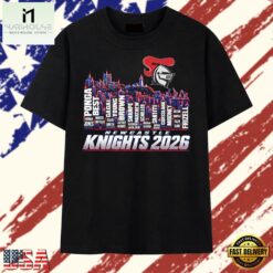 Newcastle Knights 2026 Players City Skyline Graphic T Shirt, Stylish 2D Graphic Shirt Newcastle Knights 2026 Players City Skyline Graphic T Shirt