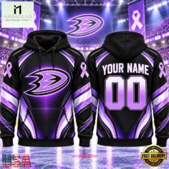 NHL Anaheim Ducks 2026 Hockey Fights Cancer Personalized Hoodie Shirt, NHL 3D Game Day Tee Nhl Anaheim Ducks 2026 Hockey Fights Cancer Personalized Hoodie Shirt