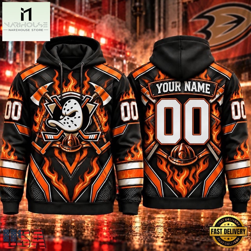 NHL Anaheim Ducks 2026 Honoring Firefighters Personalized Hoodie Shirt, NHL 3D Game Day Tee NHL Anaheim Ducks 2026 Honoring Firefighters Personalized Hoodie Shirt, NHL 3D Game Day Tee