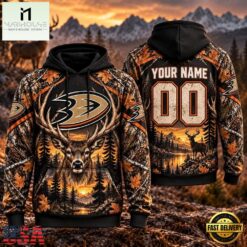 NHL Anaheim Ducks 2026 Personalized Hunting Camo Design Hoodie, NHL 3D Game Day Tee Nhl Anaheim Ducks 2026 Personalized Hunting Camo Design Hoodie