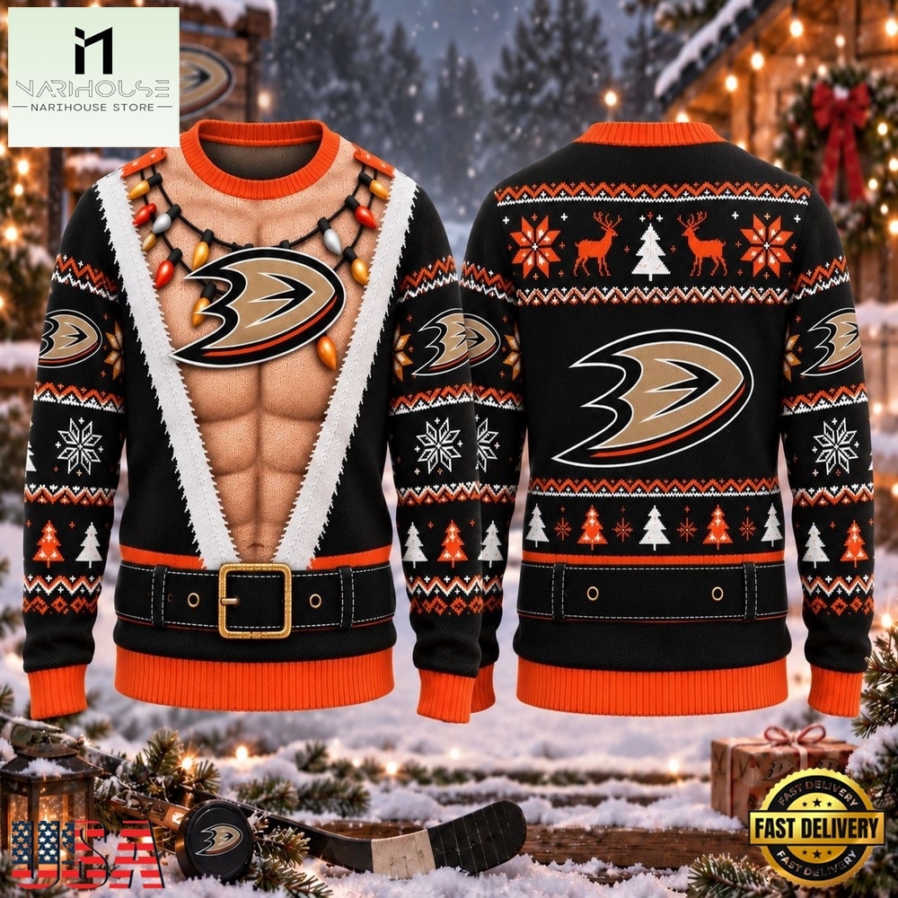 NHL Anaheim Ducks Funny Body Christmas Ugly Sweater, NHL 3D Game Day Tee NHL Anaheim Ducks Funny Body Christmas Ugly Sweater, NHL 3D Game Day Tee